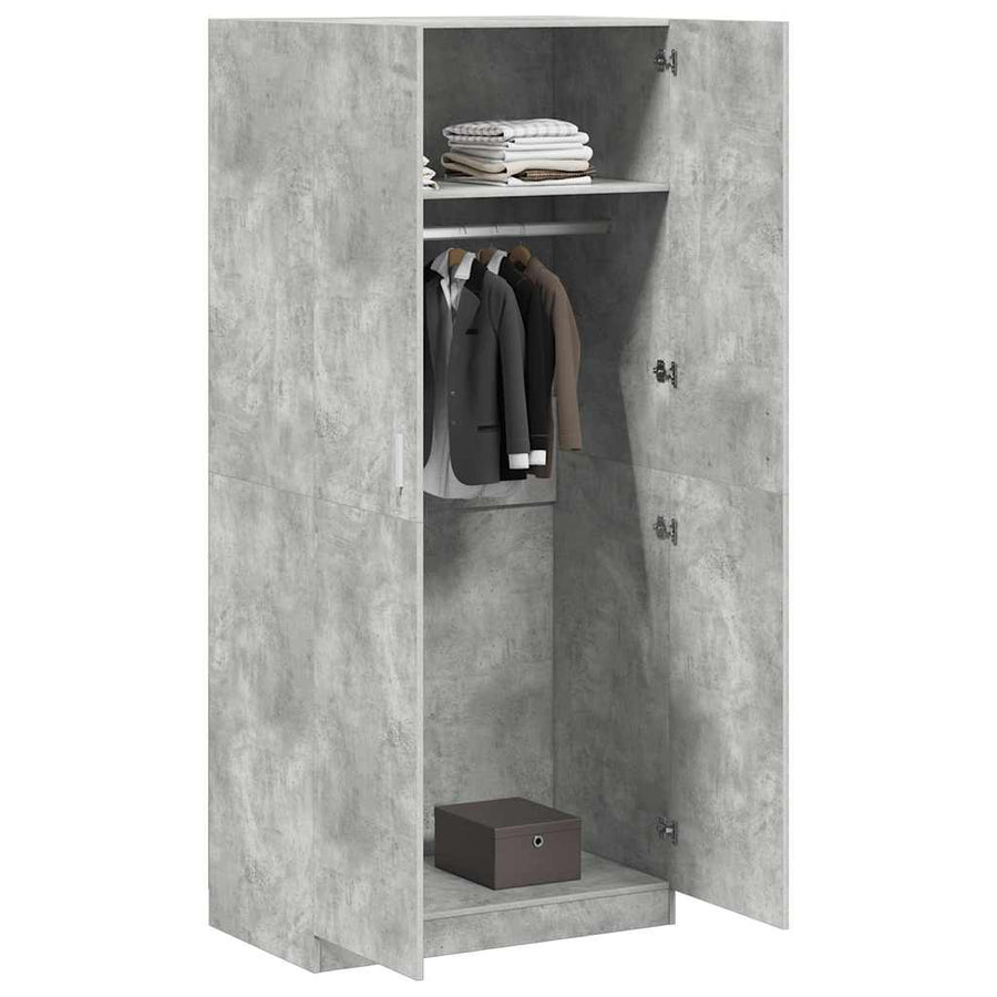 Wardrobe Concrete Grey 90x52x200 cm Engineered Wood