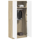 Wardrobe White and Sonoma Oak 90x52x200 cm Engineered Wood