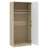 Wardrobe White and Sonoma Oak 90x52x200 cm Engineered Wood