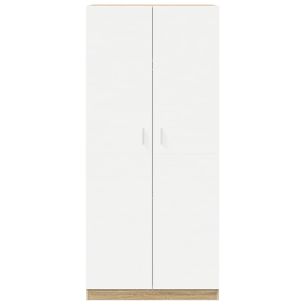 Wardrobe White and Sonoma Oak 90x52x200 cm Engineered Wood