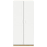 Wardrobe White and Sonoma Oak 90x52x200 cm Engineered Wood - Rear View