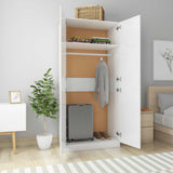 Wardrobe High Gloss White 90x52x200 cm Engineered Wood - Side View
