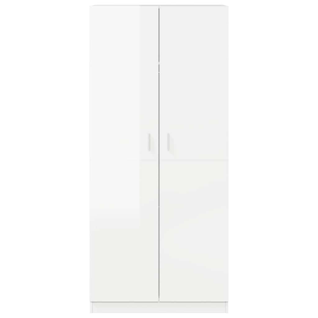 Wardrobe High Gloss White 90x52x200 cm Engineered Wood