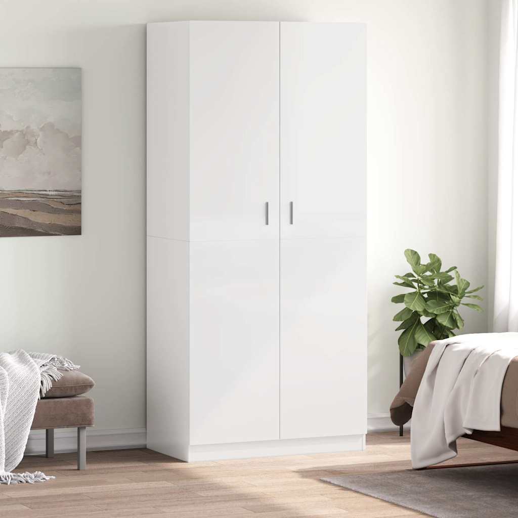Wardrobe High Gloss White 90x52x200 cm Engineered Wood