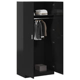 Wardrobe High Gloss Black 90x52x200 cm Engineered Wood - Top-Down View