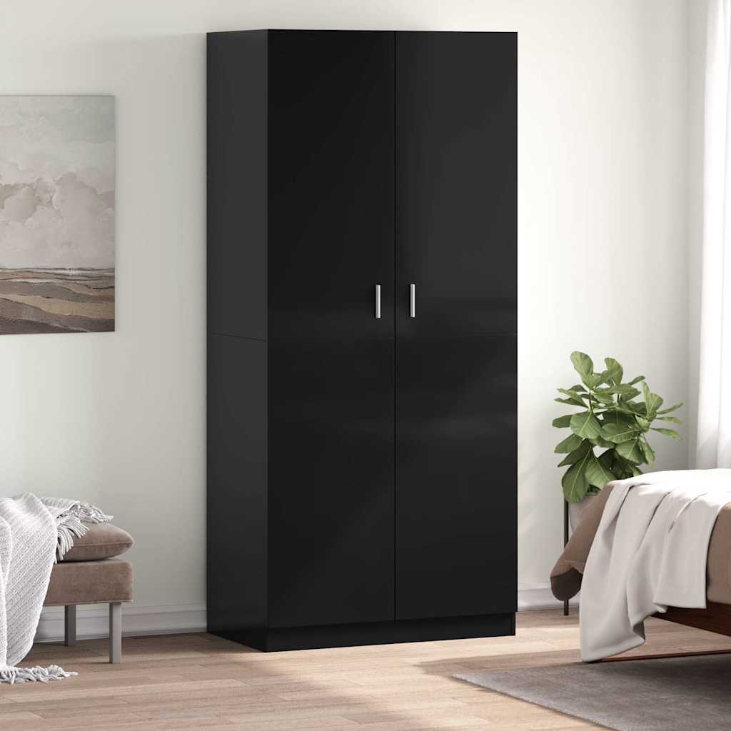 Wardrobe High Gloss Black 90x52x200 cm Engineered Wood