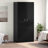 Wardrobe High Gloss Black 90x52x200 cm Engineered Wood