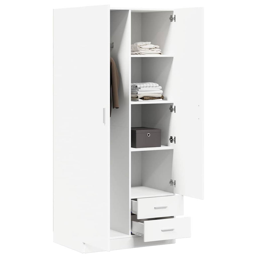800639 vidaXL Wardrobe White 80x52x180 cm Engineered Wood
