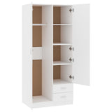 Wardrobe White 80x52x180 cm Engineered Wood - 45-Degree Angle