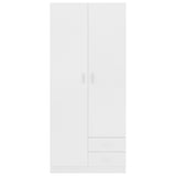 Wardrobe White 80x52x180 cm Engineered Wood - Rear View