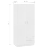 Wardrobe White 80x52x180 cm Engineered Wood - Low Angle