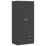 Wardrobe Grey 80x52x180 cm Engineered Wood