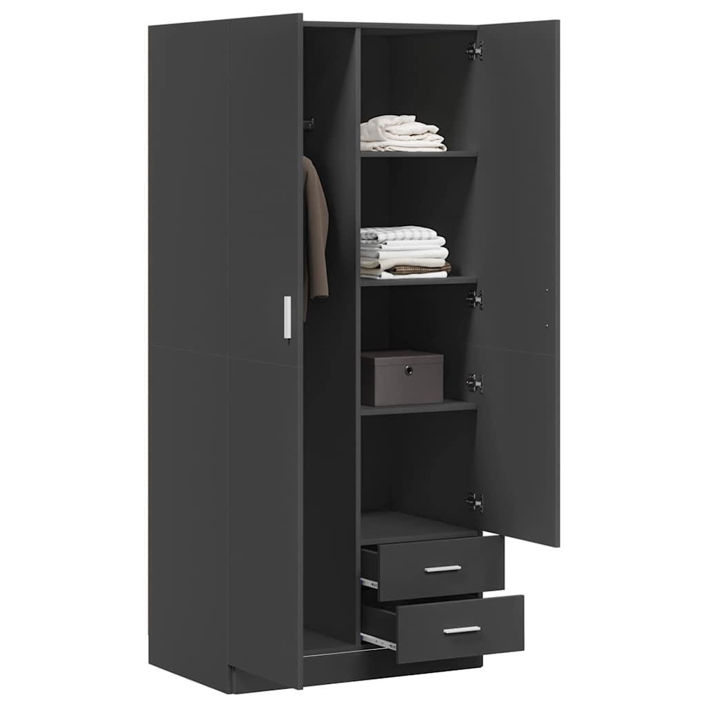 Wardrobe Grey 80x52x180 cm Engineered Wood