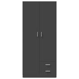 Wardrobe Grey 80x52x180 cm Engineered Wood - Top-Down View