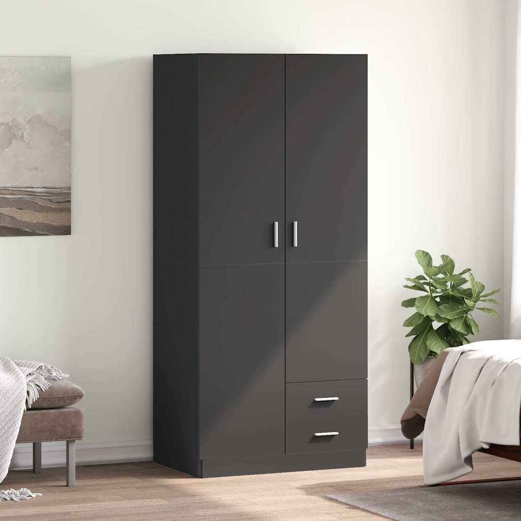 Wardrobe Grey 80x52x180 cm Engineered Wood