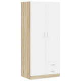 Wardrobe White and Sonoma Oak 80x52x180 cm Engineered Wood