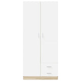 Wardrobe White and Sonoma Oak 80x52x180 cm Engineered Wood - Top-Down View