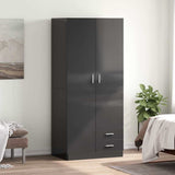 Wardrobe High Gloss Grey 80x52x180 cm Engineered Wood