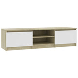 TV Cabinet White and Sonoma Oak 140x40x35.5 cm Engineered Wood