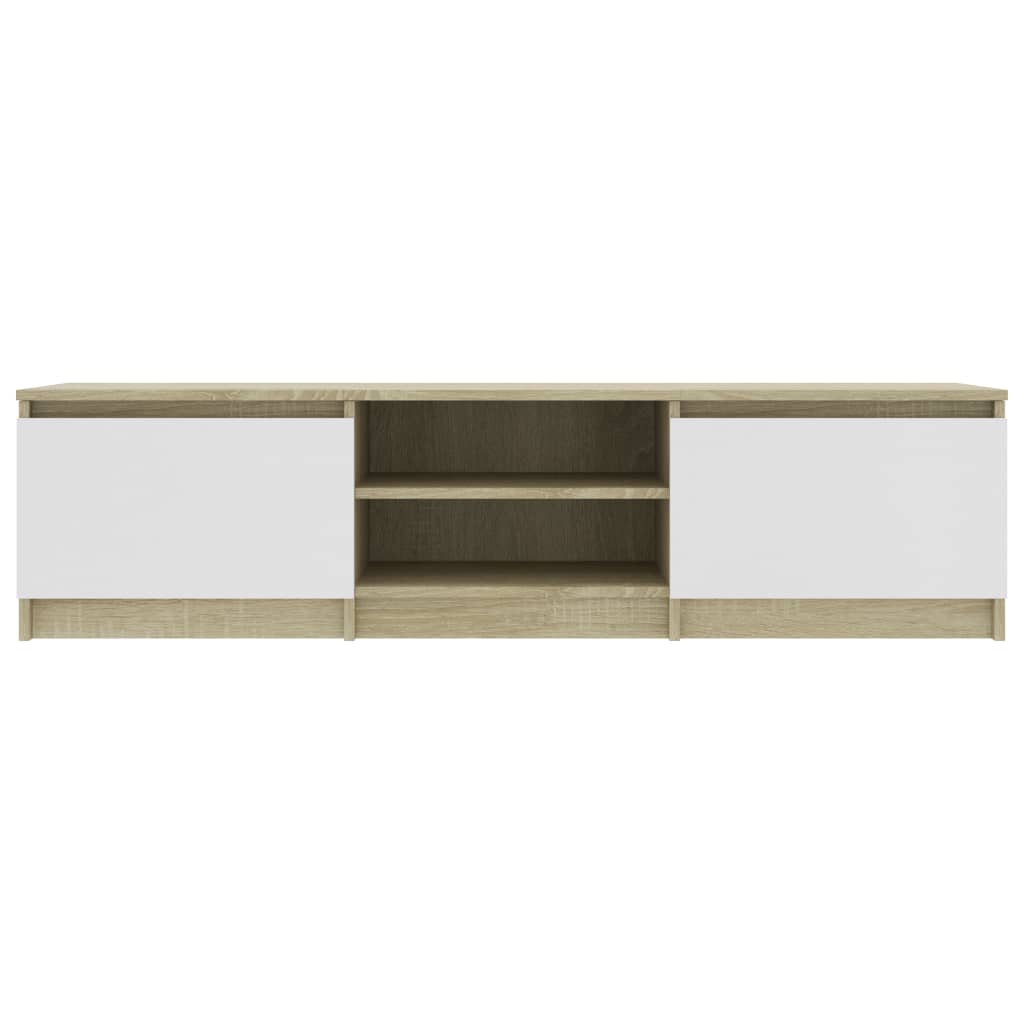 TV Cabinet White and Sonoma Oak 140x40x35.5 cm Engineered Wood