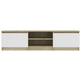 TV Cabinet White and Sonoma Oak 140x40x35.5 cm Engineered Wood