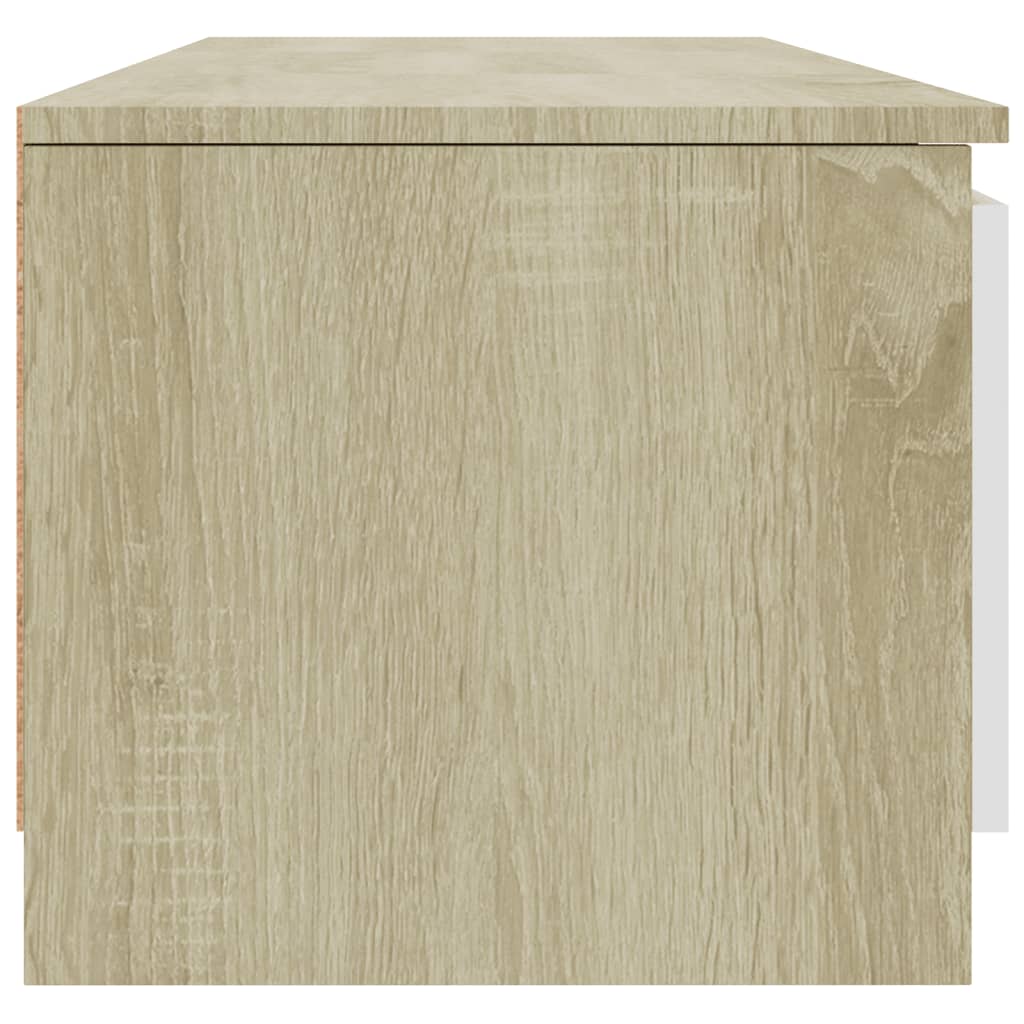 TV Cabinet White and Sonoma Oak 140x40x35.5 cm Engineered Wood