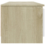 TV Cabinet White and Sonoma Oak 140x40x35.5 cm Engineered Wood - 45-Degree Angle