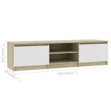TV Cabinet White and Sonoma Oak 140x40x35.5 cm Engineered Wood