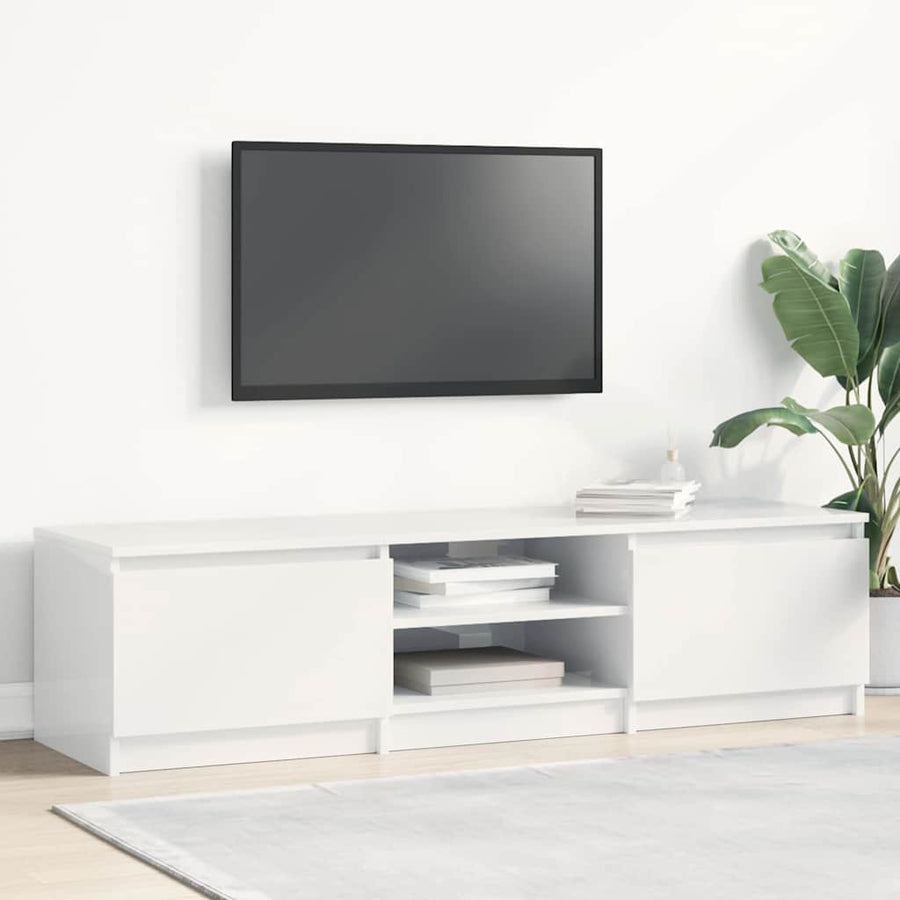 TV Cabinet High Gloss White 140x40x35.5 cm Engineered Wood