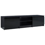 TV Cabinet High Gloss Black 140x40x35.5 cm Engineered Wood - Front View