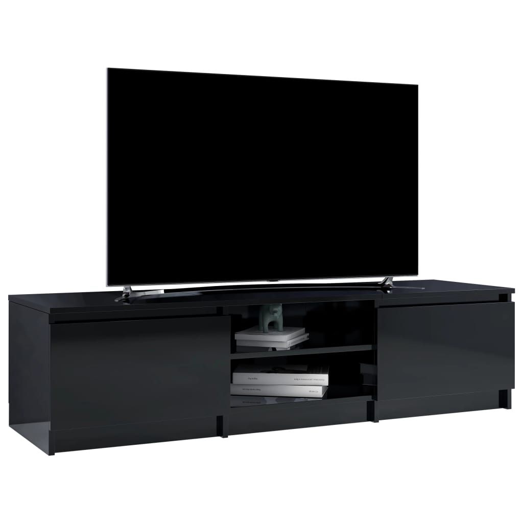 TV Cabinet High Gloss Black 140x40x35.5 cm Engineered Wood