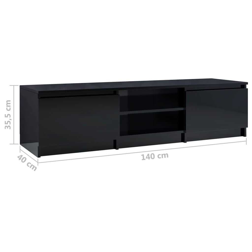 TV Cabinet High Gloss Black 140x40x35.5 cm Engineered Wood