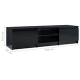 TV Cabinet High Gloss Black 140x40x35.5 cm Engineered Wood - Close-Up Angle