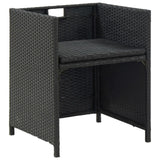 5 Piece Outdoor Dining Set with Cushions Poly Rattan Black - Rear View