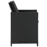 5 Piece Outdoor Dining Set with Cushions Poly Rattan Black - Close-Up Angle