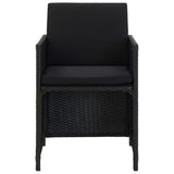 5 Piece Outdoor Dining Set with Cushions Poly Rattan Black - Low Angle