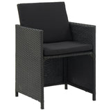 11 Piece Outdoor Dining Set with Cushions Poly Rattan Black - Rear View