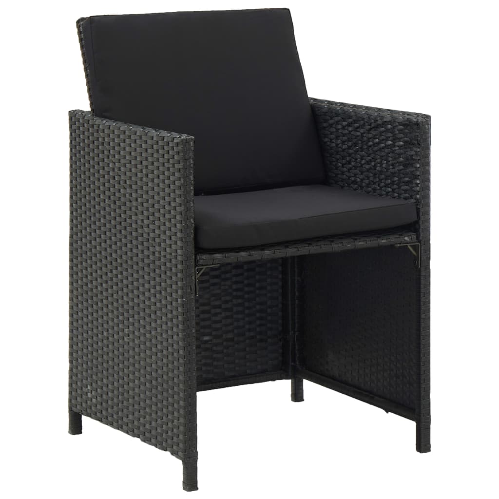 13 Piece Outdoor Dining Set with Cushions Poly Rattan Black
