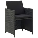 13 Piece Outdoor Dining Set with Cushions Poly Rattan Black - Rear View