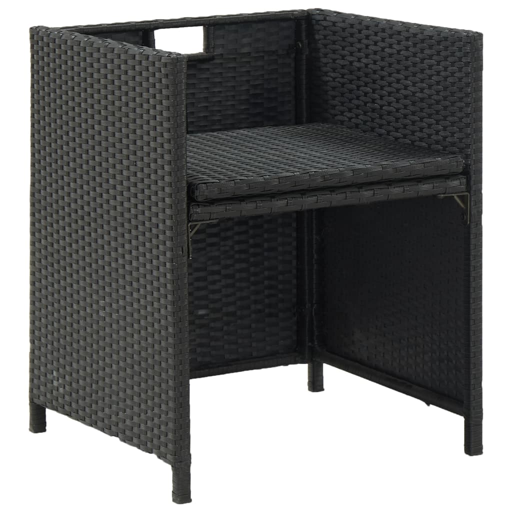 13 Piece Outdoor Dining Set with Cushions Poly Rattan Black