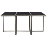 11 Piece Outdoor Dining Set with Cushions Poly Rattan Grey - Rear View