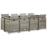 13 Piece Outdoor Dining Set with Cushions Poly Rattan Grey - Side View