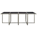 13 Piece Outdoor Dining Set with Cushions Poly Rattan Grey - Rear View