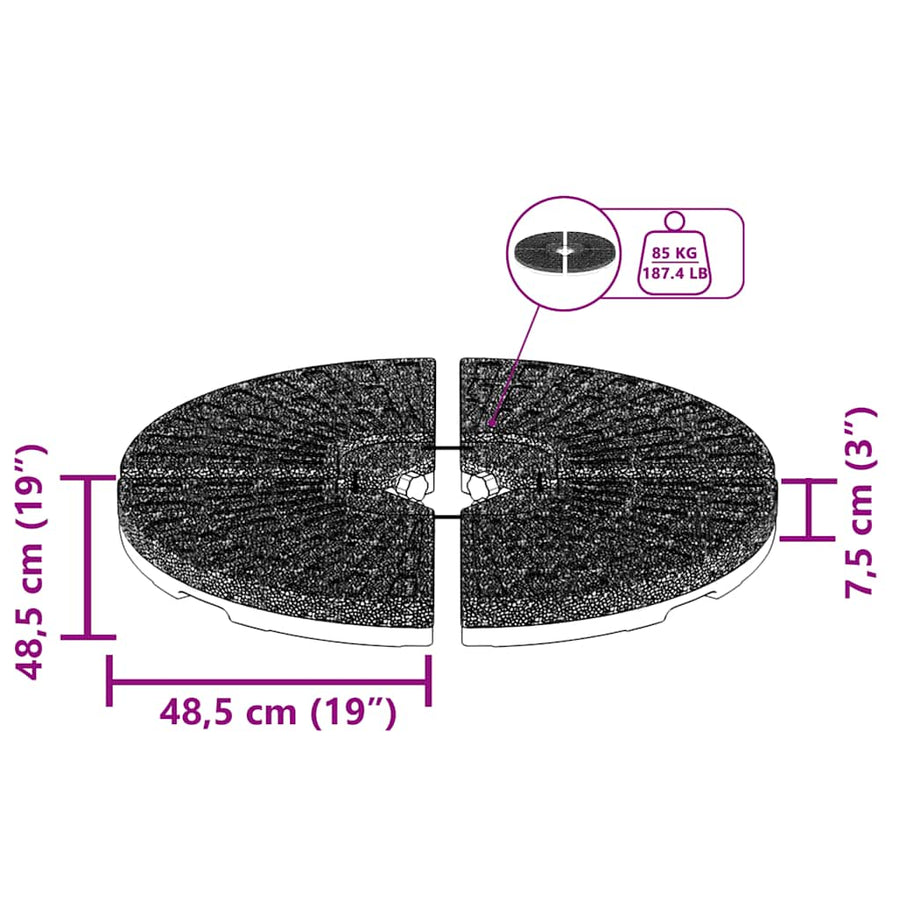 Umbrella Base Fan-shaped 4 pcs Black