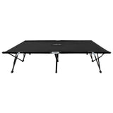 Two Person Folding Sun Lounger Black Steel - Front View