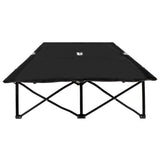 Two Person Folding Sun Lounger Black Steel - Side View