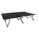 Two Person Folding Sun Lounger Black Steel - Low Angle
