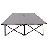 Two Person Folding Sun Lounger Grey Steel - Side View