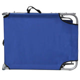 Folding Sun Lounger with Canopy Blue Aluminium - Top-Down View
