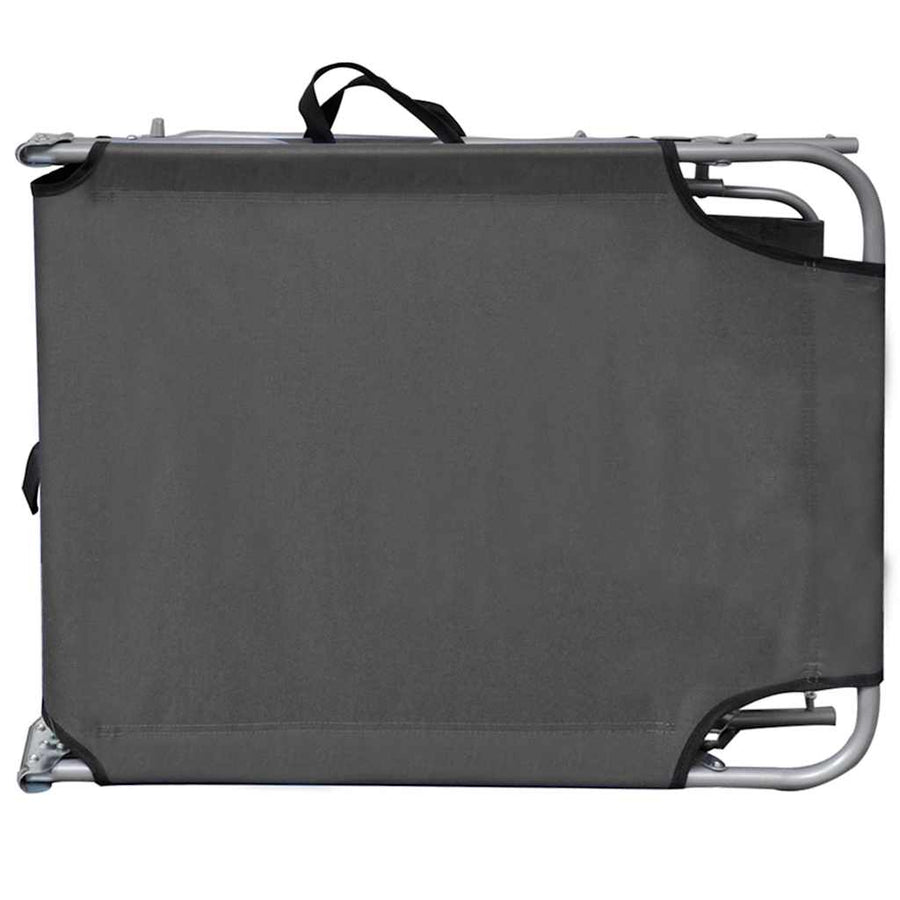 Folding Sun Lounger with Canopy Grey Aluminium